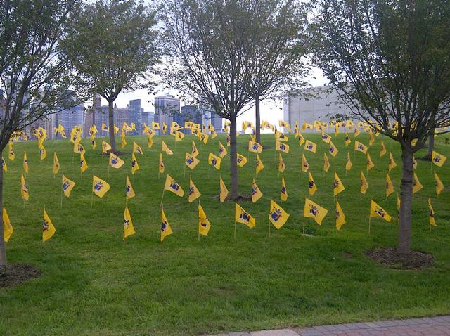 746 NJ State Flags on hill honoring the NJ Victims of 9/11 at Empty Sky dedication, Sept 10, 2011